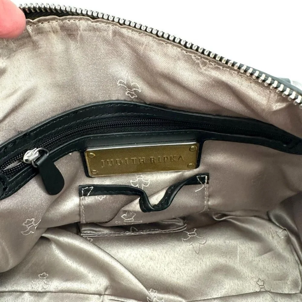 Judith Ripka Black Signature Canvas Satchel Handbag